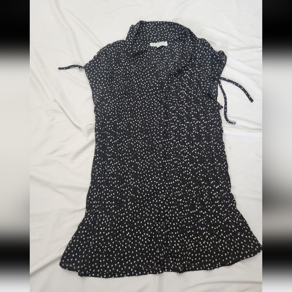 Blousology girls size large black Polka-dot Blouse #B71